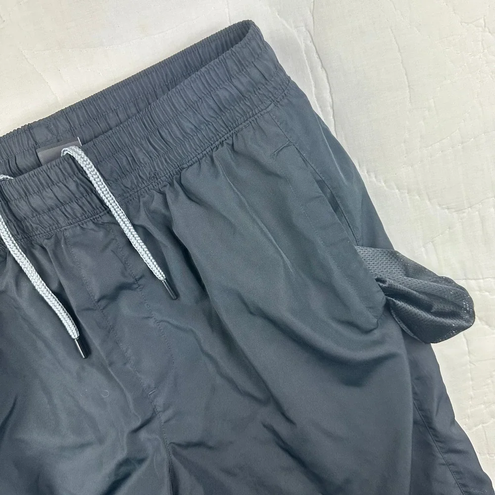 Athletic Works Track Pants Mens M Regular Black Windbreaker Ankle Zip Polyester‎